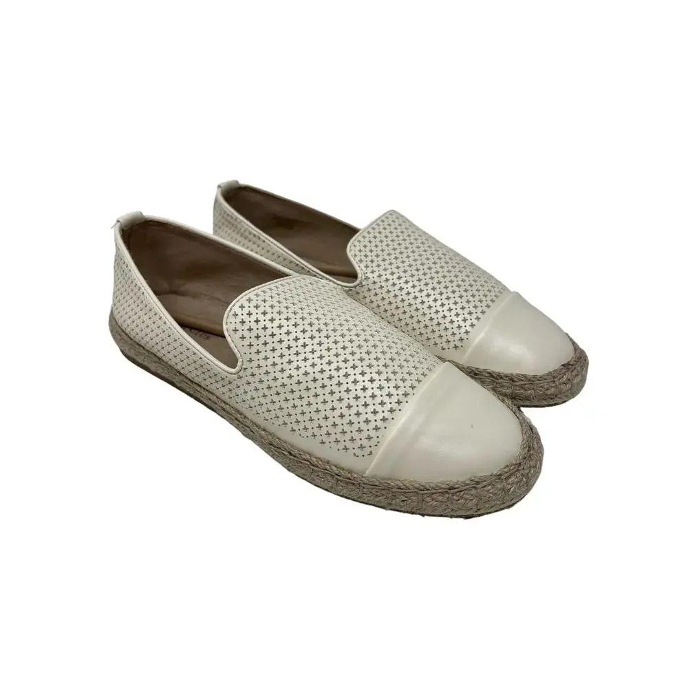 Charter Club Jonip Ivory Laser Cut Faux Leather Espadrilles 9